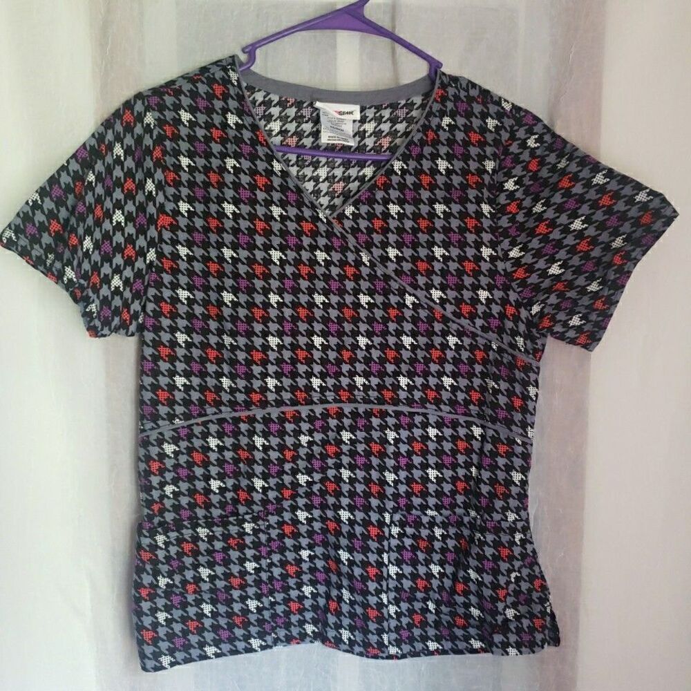 Scrubstar Scrub Top Pattern Scrubs Medical Vet Dental Cotton Women's XS